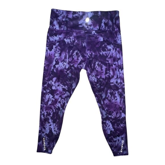 Athleta Rainier Tight Legging Spliced Floral Basalt Violet Purple Large NWOT - Picture 8 of 11